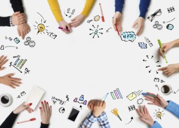 Business people group works at a table - Table