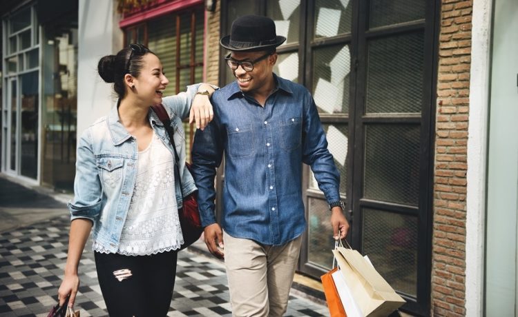 Couple Shopping Outdoors Store Lifestyle Concept