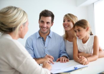 Family meeting real-estate agent for house investment